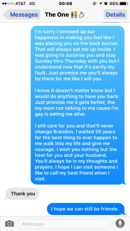 Last conversation with "The One."