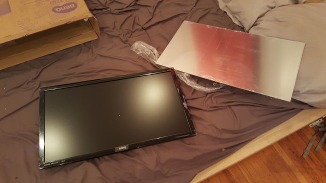 Because it was acrylic, he was able to cut it into the shape of a computer monitor.