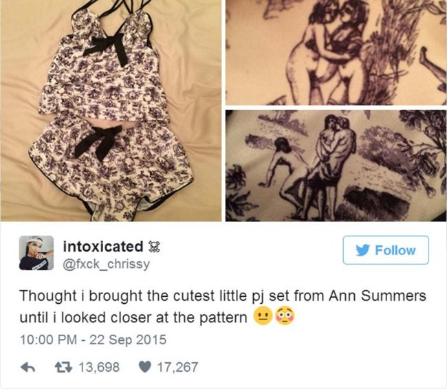 This PJ set looked cute...until she looked closer.