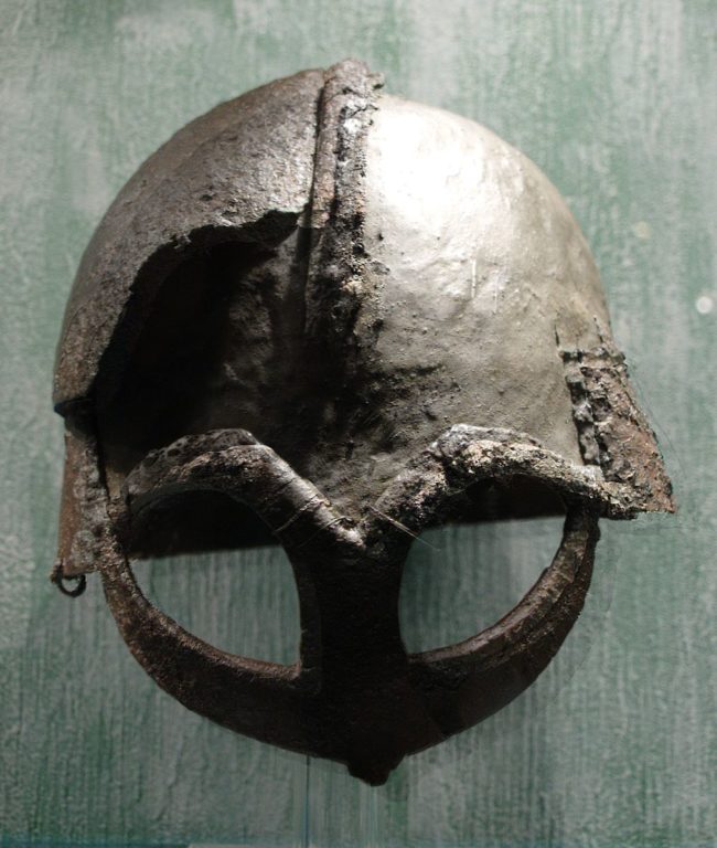 Vikings wore horned helmets in battle.