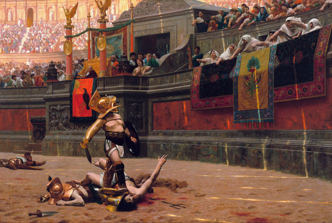 Gladiators fought to the death.