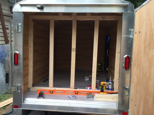 He then framed a wall to separate the galley from the main living space.