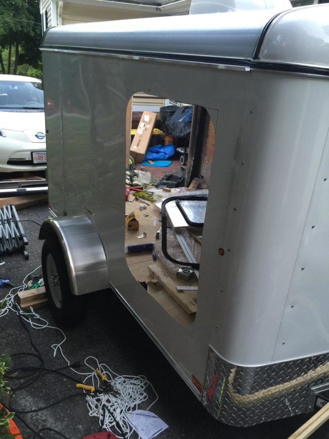 After that, he cut room for a door.