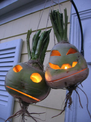 If you really want to scare the neighborhood kids this year, why not carve some turnips? A word of caution: They aren't hollow like pumpkins, so it will take a bit more patience to crank one of these babies out.