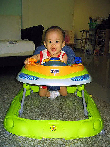 Using walkers with wheels and no brakes.