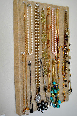 Repurpose your shoebox lid into a simple jewelry board.