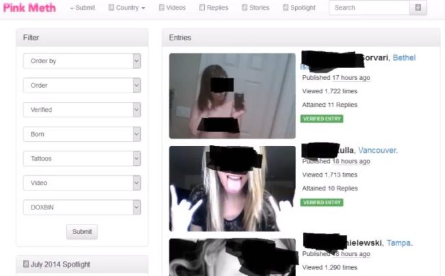 Pink Meth was an actual site on the deep web where people posted nude photos of their ex-girlfriends for revenge.They also included personal information about the women.Luckily, it was eventually shut down after some of the victims took legal action. 