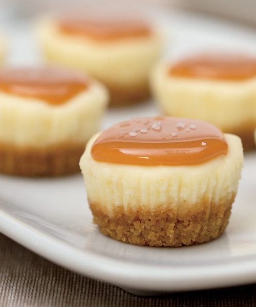 Keep the miniature theme alive when it's time for dessert with bite-sized salted caramel cheesecakes.