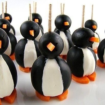 And you know everyone will want a picture of these olive and cream cheese penguins for their Instagram.