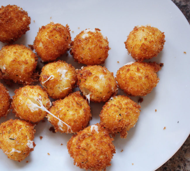Of course, you don't have to be fancy to throw a great party. I would gladly stuff my face with these fried mozzarella balls.