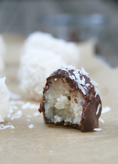 Covering your traditional snowball cookies in melted chocolate will send your taste buds into tastiness overload.