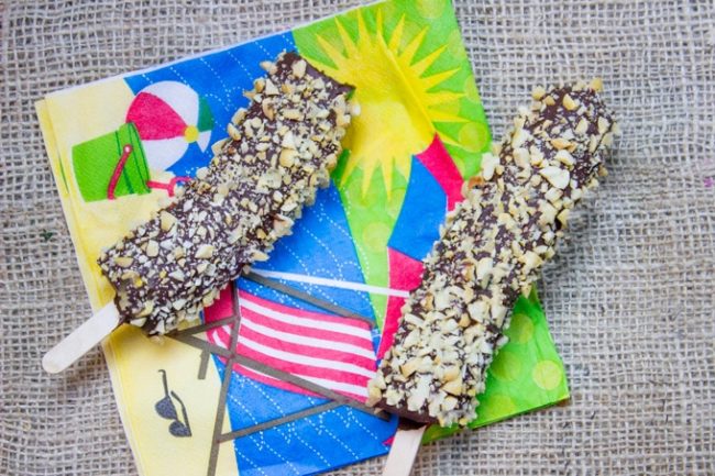 Instead of a popsicle to beat the heat, why not try one of these tasty chocolate-covered bananas?