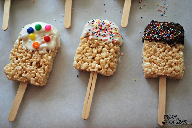 These Rice Krispies treat pops are so easy to make and decorate.