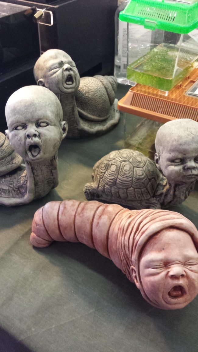 Whoever is responsible for making these garden decorations definitely had one hallucinogenic too many.