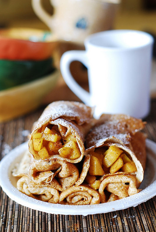 This mouthwatering cinnamon creation is basically apple pie wrapped in a crepe.