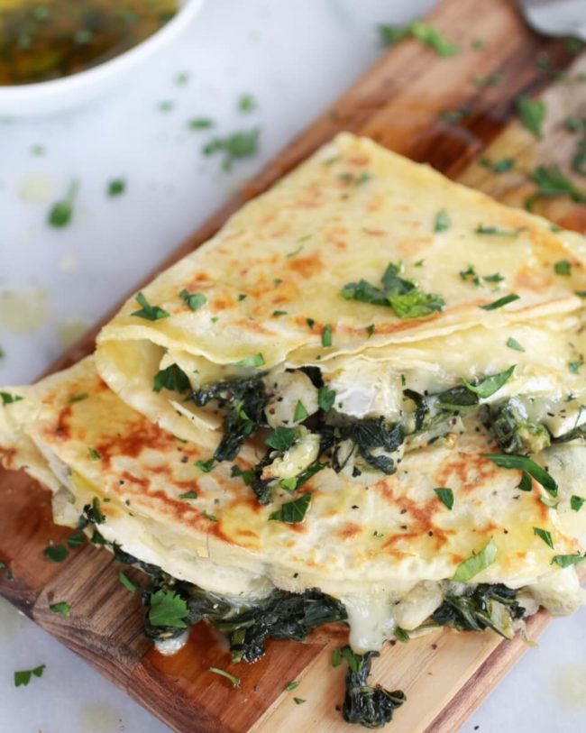 Spinach, artichoke, and Brie crepes are the quesadillas you never knew you needed.
