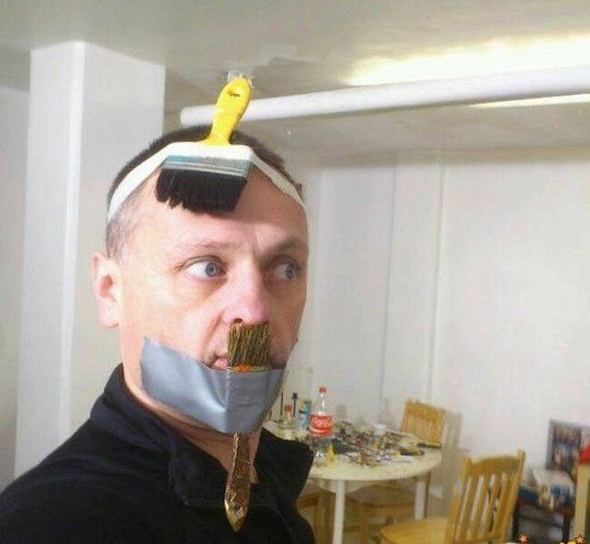 When you're incapable of growing a mustache, just paint one on....or do this.