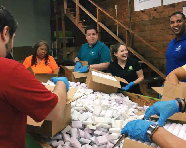 Once there, they are melted down, sterilized, and then reformed into new bars to be redistributed around the globe. Clean the World also helps people in the U.S. as well -- it sells hygiene kits to organizations that will then donate them to charities.