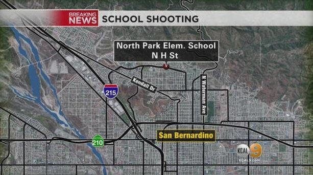 &ldquo;The suspect had come to the classroom to visit the adult female,&rdquo; said San Bernardino Police Captain Ron Maass. &ldquo;We think the two children were unfortunate recipients of injuries.&rdquo;Their parents have reportedly been notified.