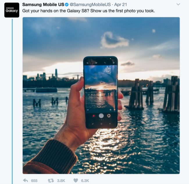 While promoting their newly released Samsung Galaxy S8, the mobile powerhouse asked its users to submit their very first photos taken with their new phones.