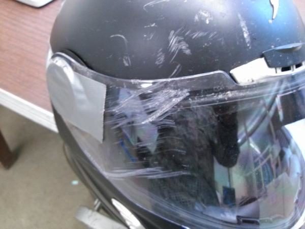 "Fellow riders, my helmet saved my life this weekend.I would have been hit in the face with a big chunk of concrete."