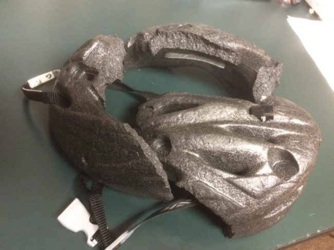 "A boy's bike helmet saved him from serious injuries after a crash, if not death."