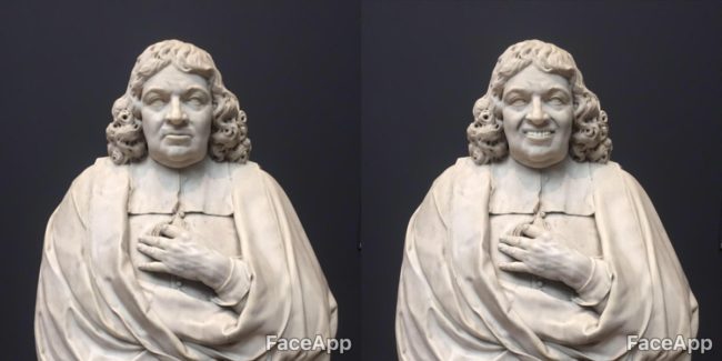 When Olly Gibbs went to the Rijksmuseum in Amsterdam, he used FaceApp, an application that can put smiles on nearly any serious face, on the exhibits he came across.