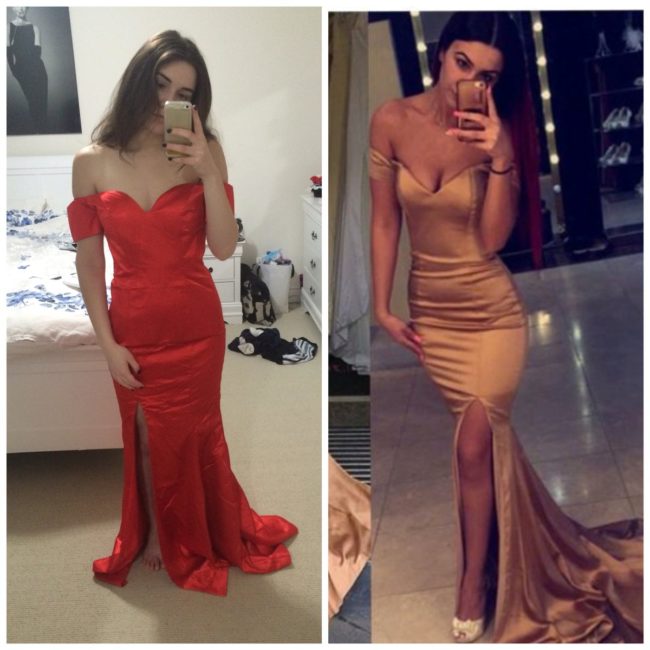 I really just don't understand how you could order a gold dress and get a red one. That's the internet for you.