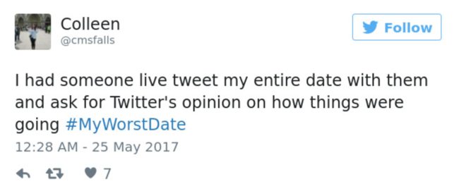If you have to take a Twitter poll to gage how the date's going, chance are you won't be getting a second one.