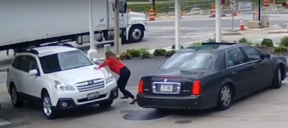 Instead of letting him drive away, though, she did everything she could to stop him...including risking her own life.