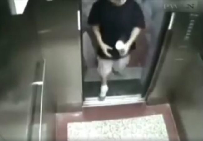 This poor student from China was tragically crushed to death when the elevator shot up and pinned his body before he could get all the way in. For obvious reasons, we won't include the video here.