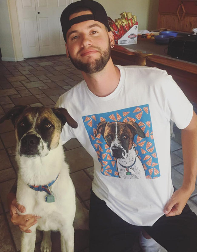 If he thinks personalized dog shirts are tacky, give him this pop art version!