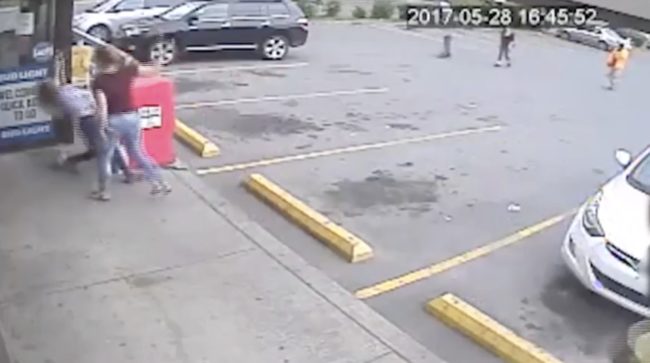 The woman then turned her attention toward Keeney. She began cussing at the young girl before pushing her to the ground in a jealous fit of rage.