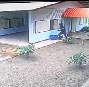 After quite the struggle, our criminal pal is able to wedge open the window and slip inside.