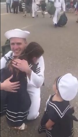 When Chris got home after serving six months overseas, he was first greeted by his happy kids.
