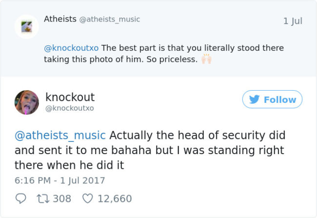 The security guard got the photo while she talked to police and made sure she had a copy to commemorate her victory against the man who assaulted her. 