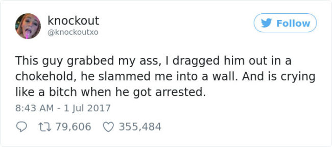 Krystal Olsen wasn't going to let a man who grabbed her butt get away with it. She knew just how to defend herself.