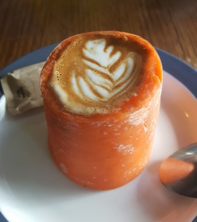Coffee inside a carrot makes perfect sense.