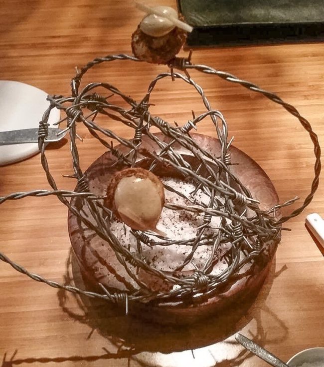 Sure, eating food from barbed wire is totally safe.