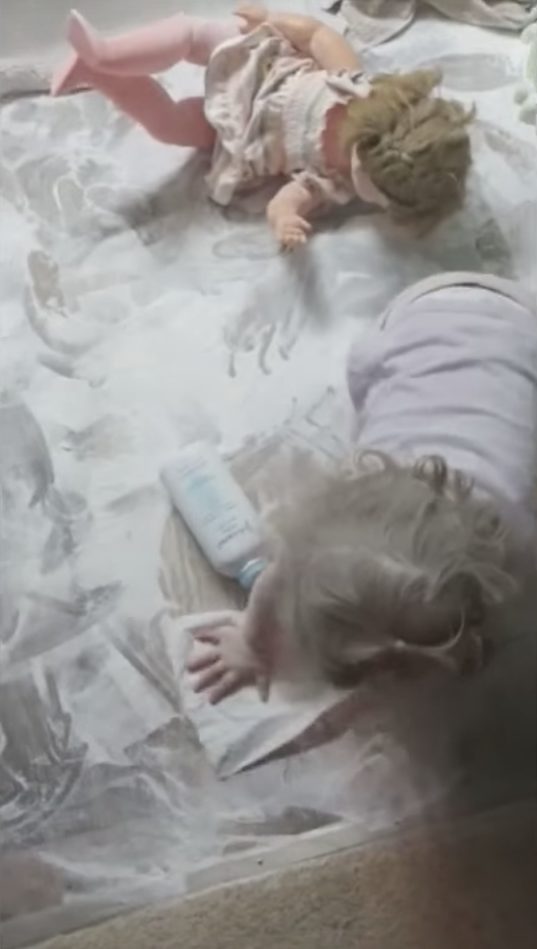 With a few sheets of toilet paper in hand, Juliann just manages to make things worse.