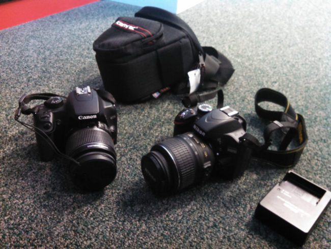 "$12.99 for a Nikon D3200 and $9.99 for a Cannon EOS Rebel XS. Both basically brand new. Thanks goodwill!"