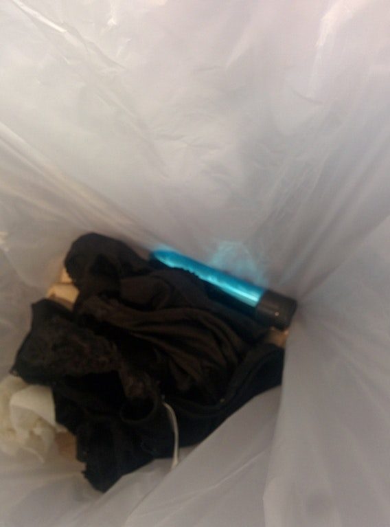 Somebody was having a little too much fun in a public restroom. Yep, that's a vibrator.