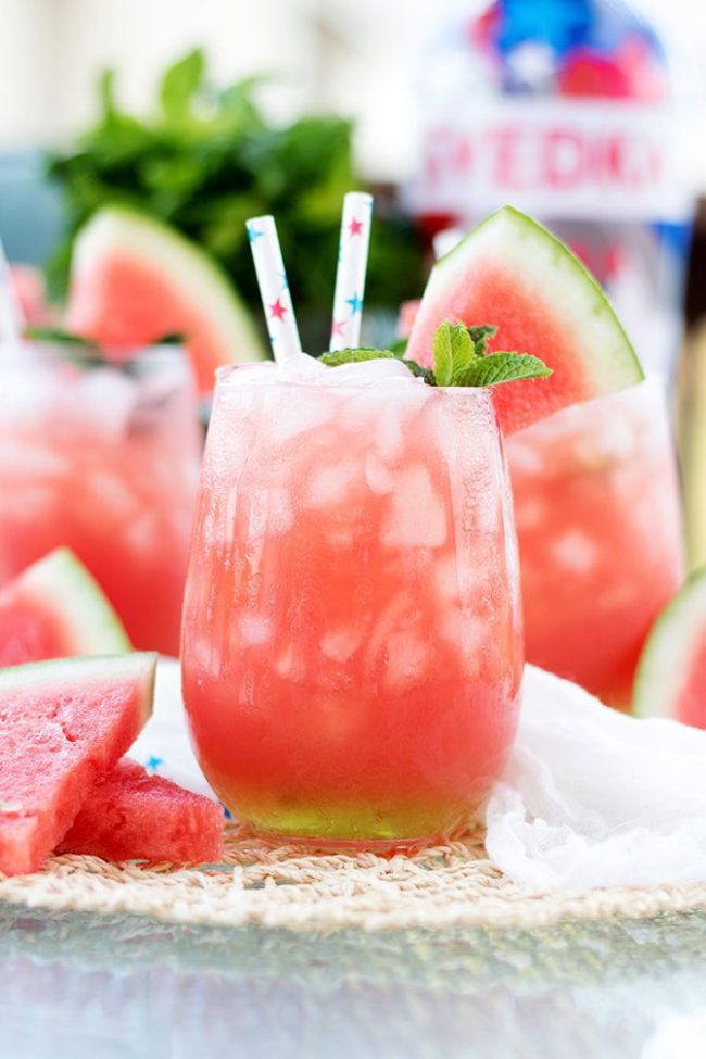 There's nothing better after a long day at work than relaxing with a mixed drink in hand. This vodka watermelon cooler will have you dreaming of vacation all year long. 