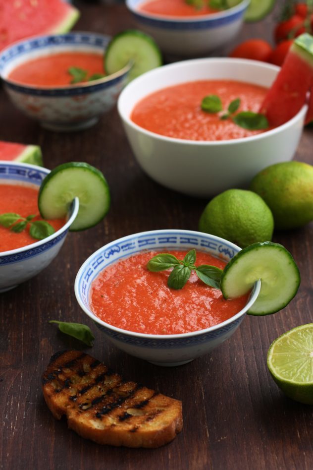 This cold watermelon gazpacho is proving that you can enjoy a bowl of soup no matter the temperature. 