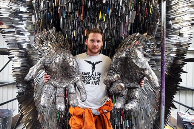 Bradley is very passionate about making a difference with his creation, but he's been forced to keep his knife angel sculpture in storage in the Ironwork Centre’s car park.