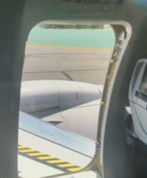 He'd been sitting in an exit row, and a few minutes after the plane landed, he opened the emergency door and slid down the wing to the tarmac.