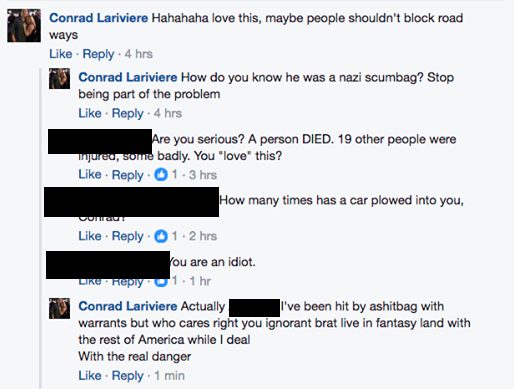 Shockingly enough, on a news article covering the crash, Springfield police officer Conrad Lariviere commented about how he loved what happened.