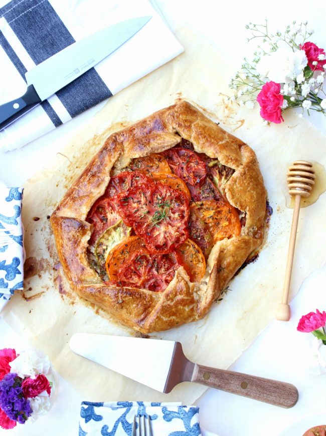 This Heirloom Tomato Galette is sure to bring a dash of color to your dinner table.