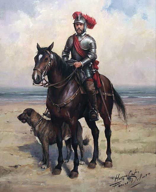 Conquerors like Christopher Columbus saw the success of using dogs in battle and also used mastiffs like the one pictured here when coming to the New World. They were classified as weapons in ship logs and used against indigenous peoples. 