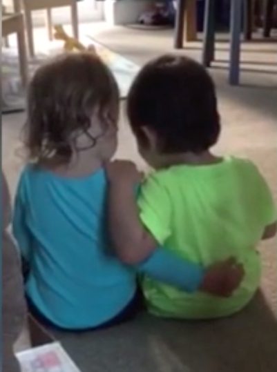 He leans on her for support, just like these siblings will for the rest of their lives. 